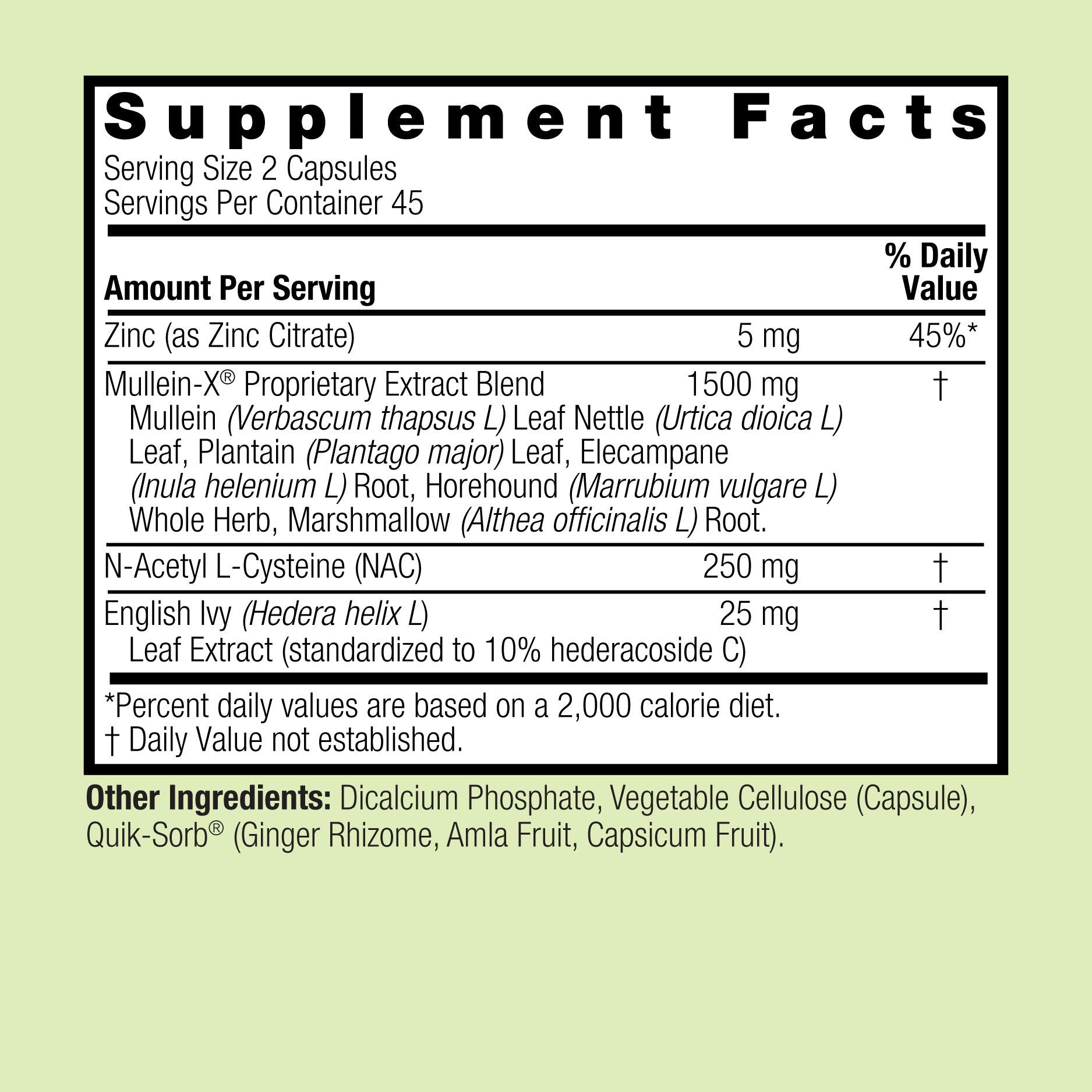Mullein-X Respiratory NAC & Zinc - Veggie Capsules