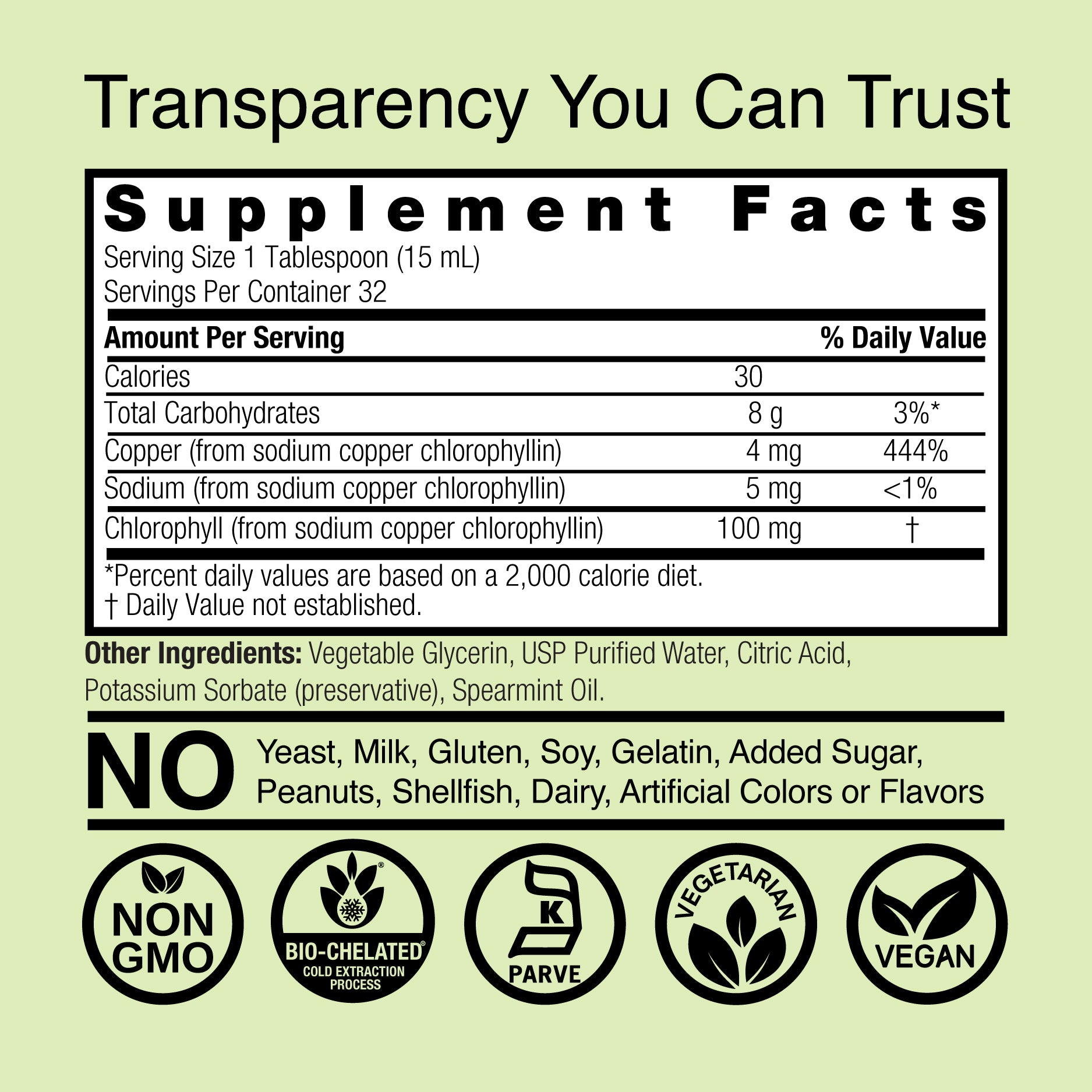 Chlorophyll Liquid - Alcohol Free Liquid