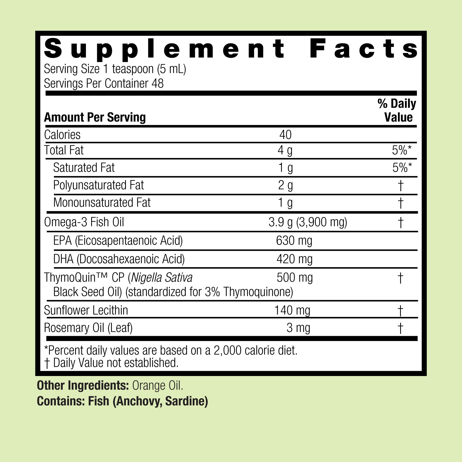 Omega-3 Black Seed Oil - Alcohol Free Liquid