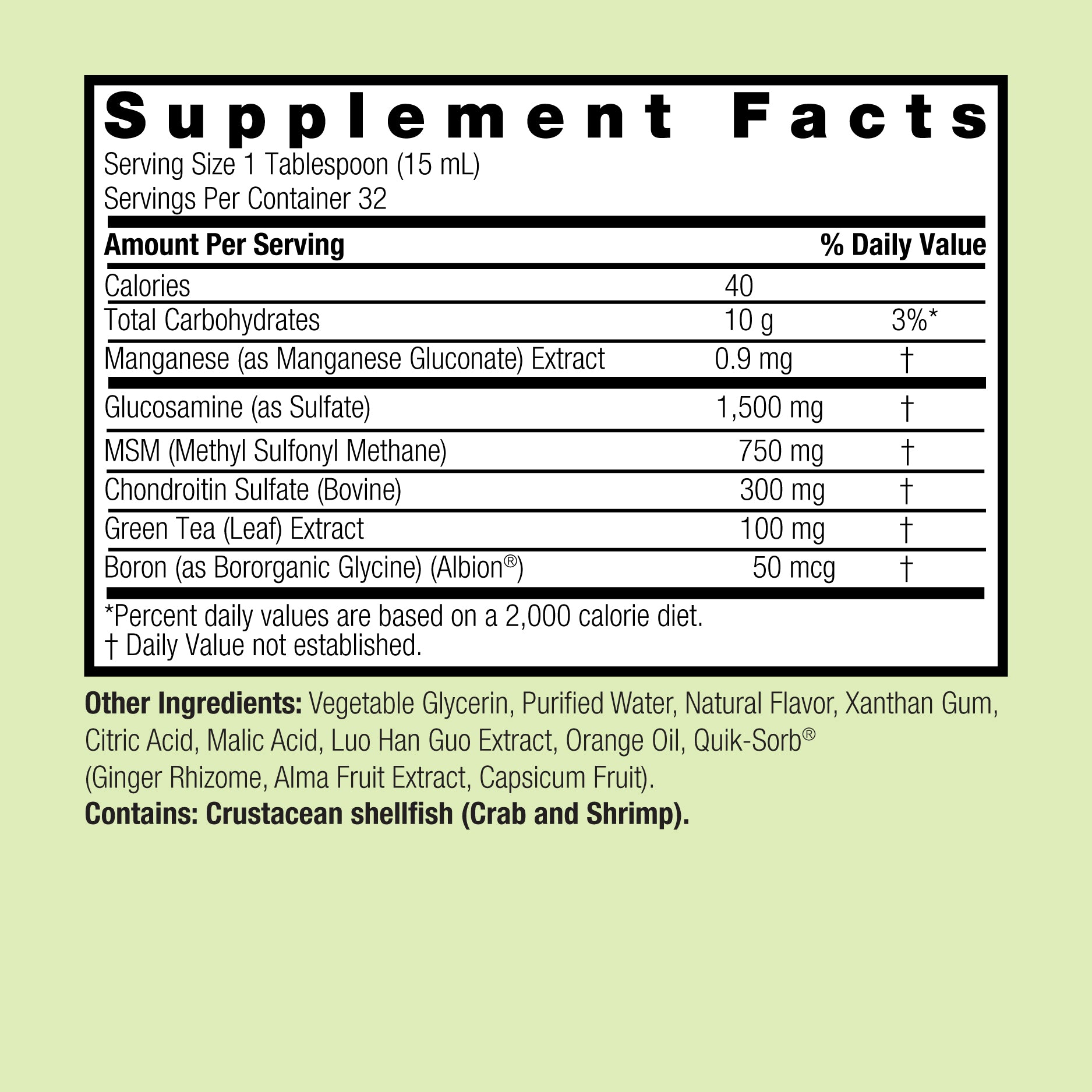 Glucosamine and Chondroitin - Alcohol Free Liquid