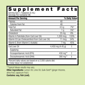 Norwegian Cod Liver Oil - Alcohol Free Liquid