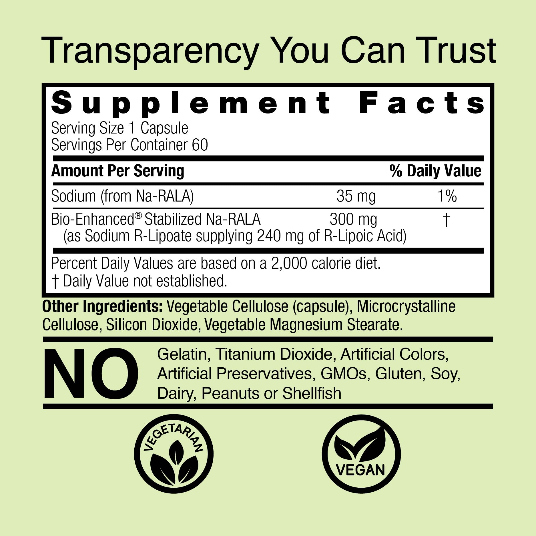 Bio-Enhanced Natural R-Lipoic Acid - Veggie Capsules