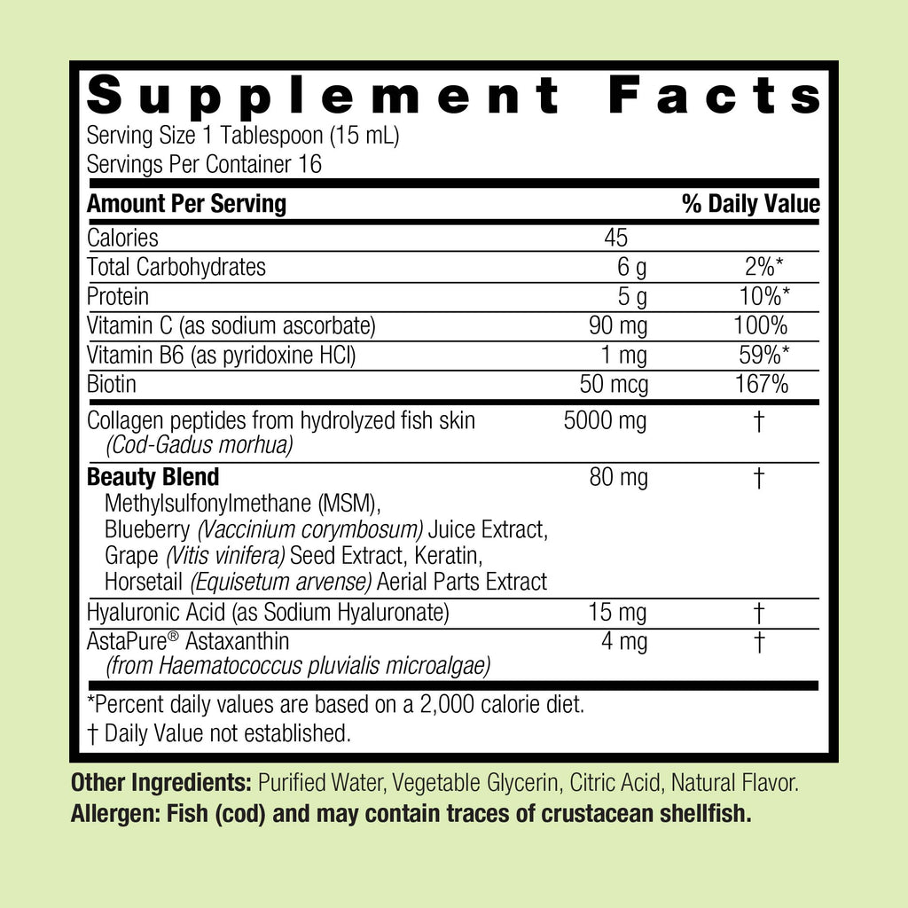 Beauty Collagen Peptides Liquid - Alcohol Free Liquid