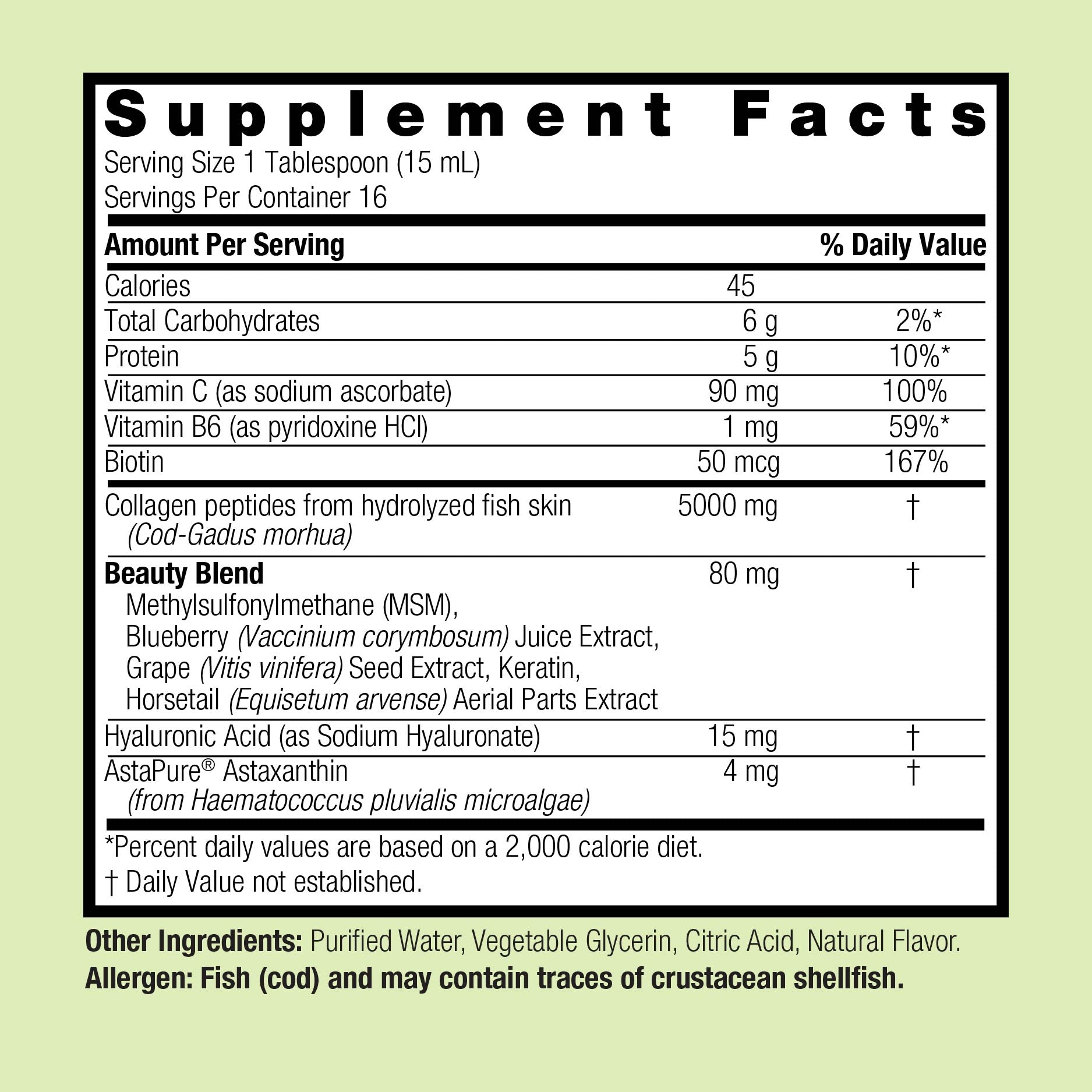 Beauty Collagen Peptides Liquid - Alcohol Free Liquid