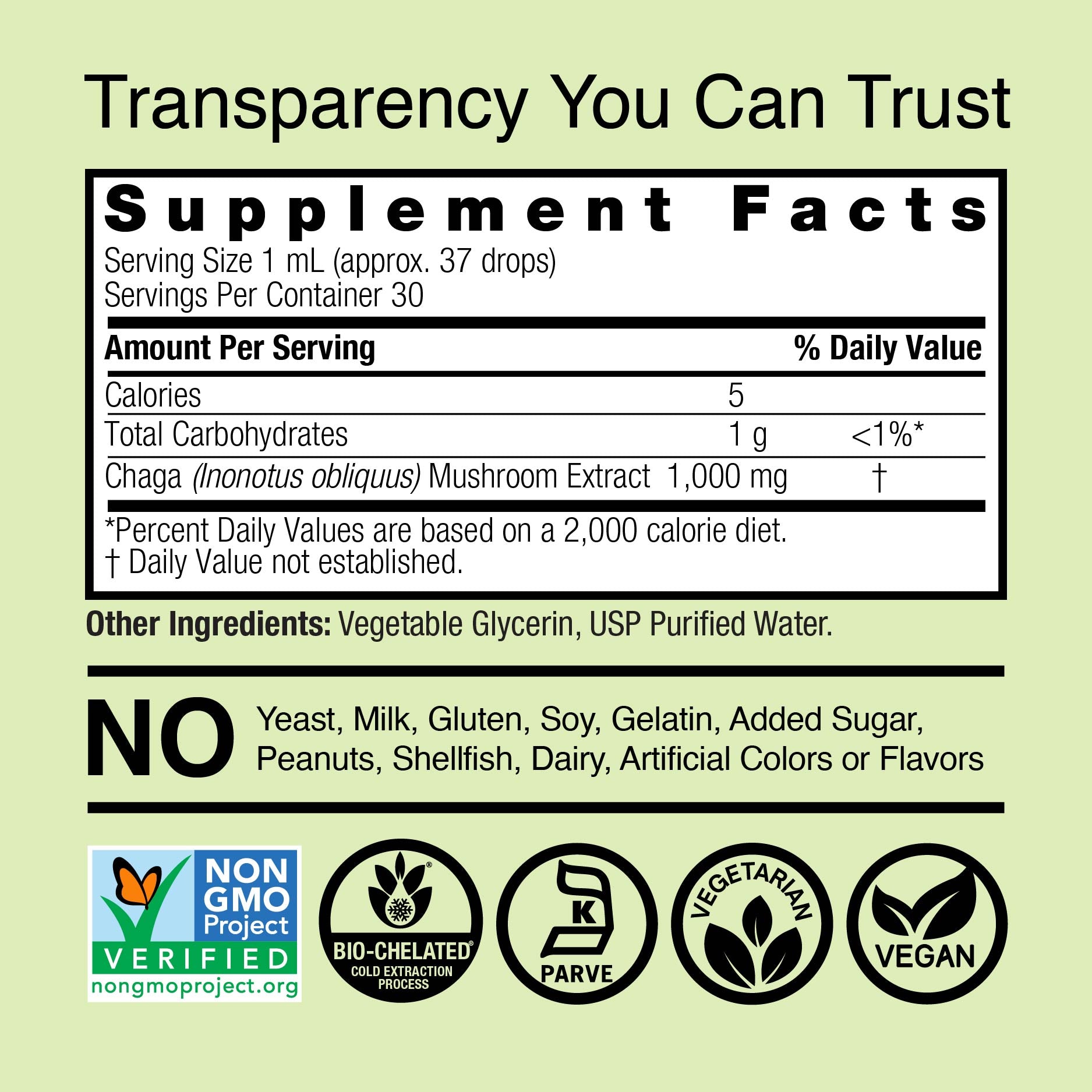 Chaga Mushroom Extract - Alcohol Free Liquid