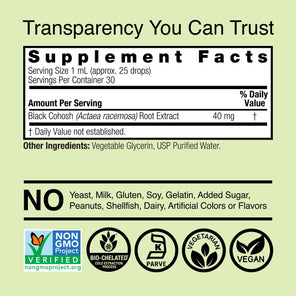 Black Cohosh Extract 40mg - Alcohol Free Liquid