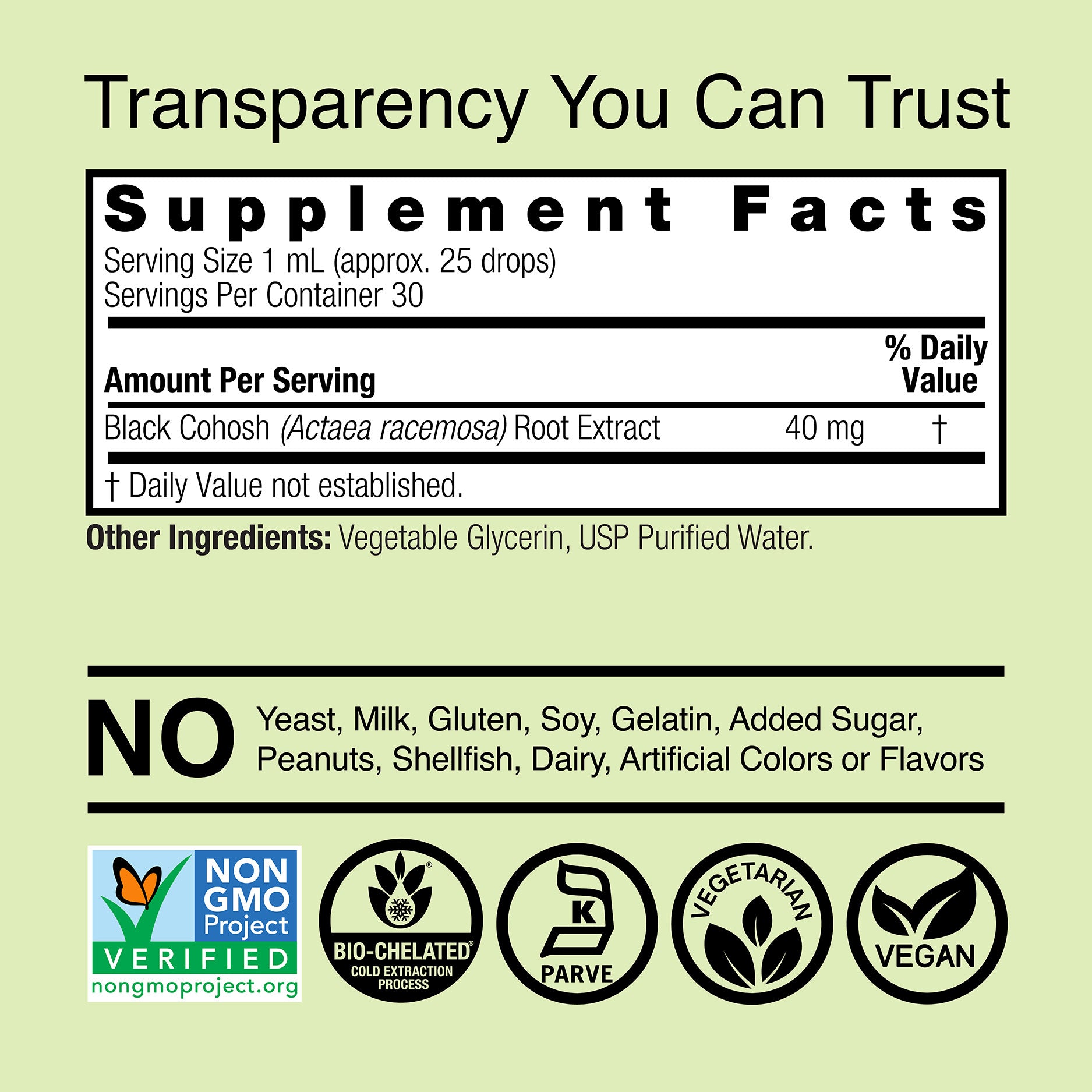 Black Cohosh Extract 40mg - Alcohol Free Liquid