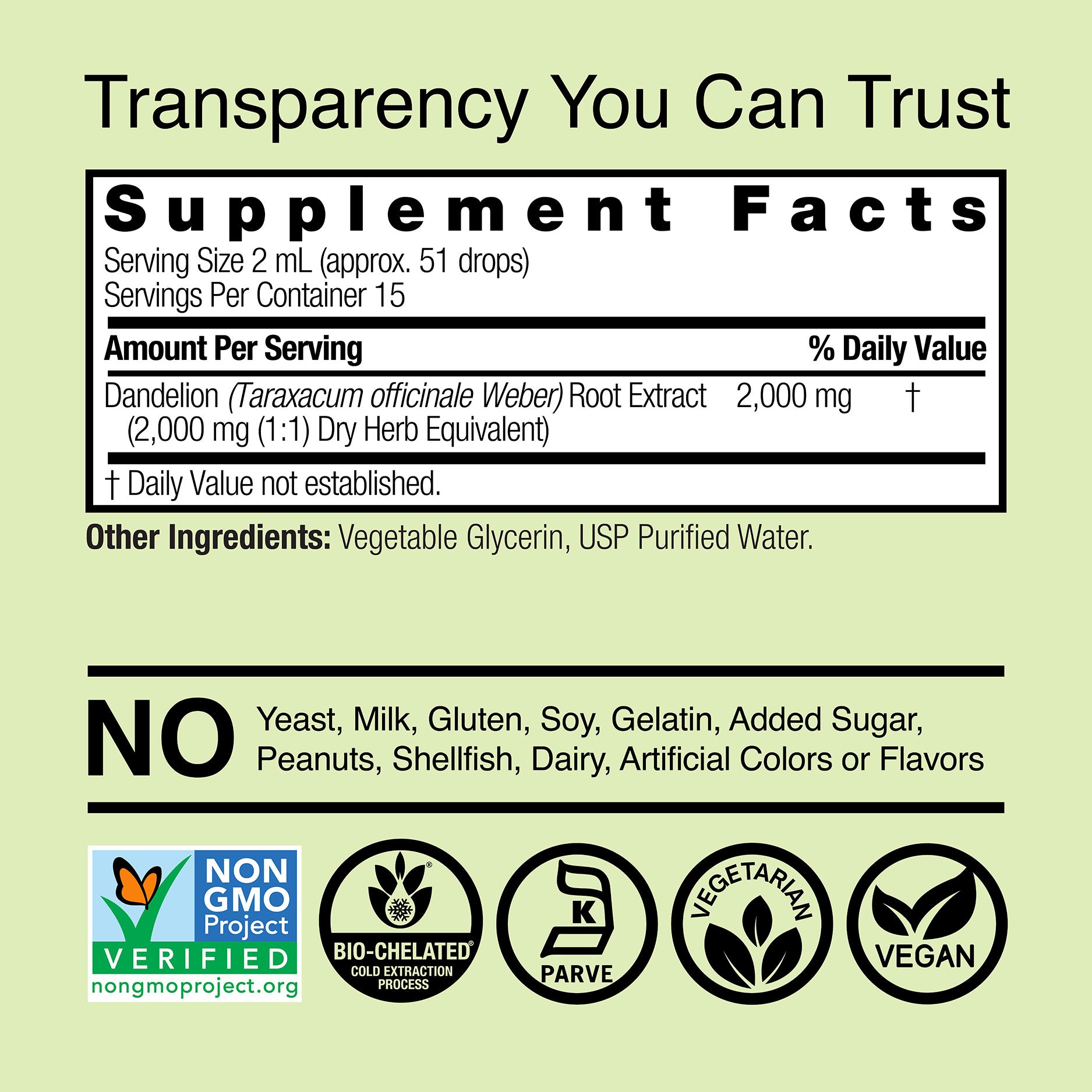 Dandelion Extract - Alcohol Free Liquid