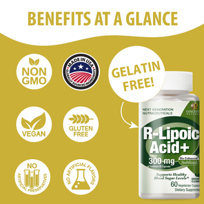 Bio-Enhanced Natural R-Lipoic Acid - Veggie Capsules
