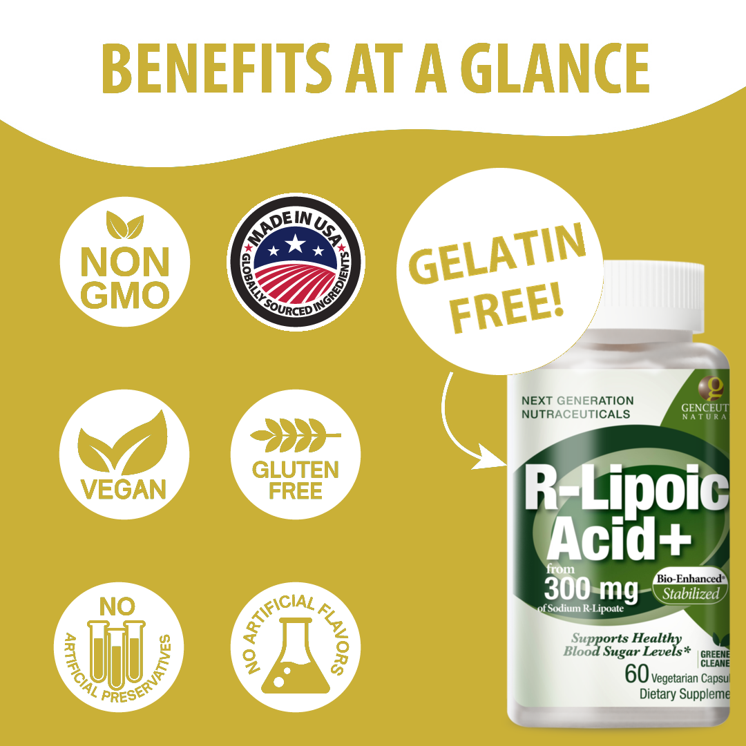Bio-Enhanced Natural R-Lipoic Acid - Veggie Capsules