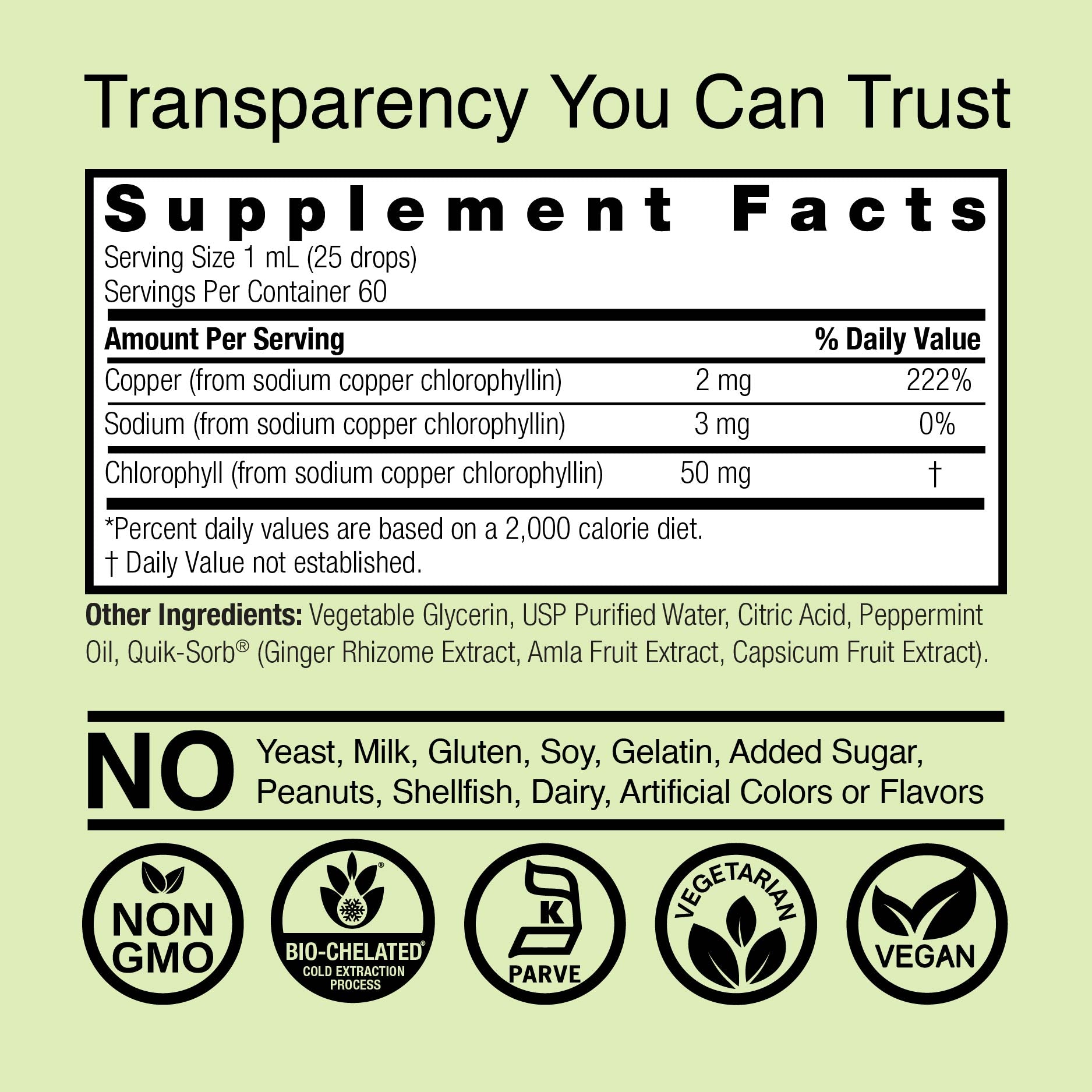 Chlorophyll Liquid Drops - Alcohol Free Liquid