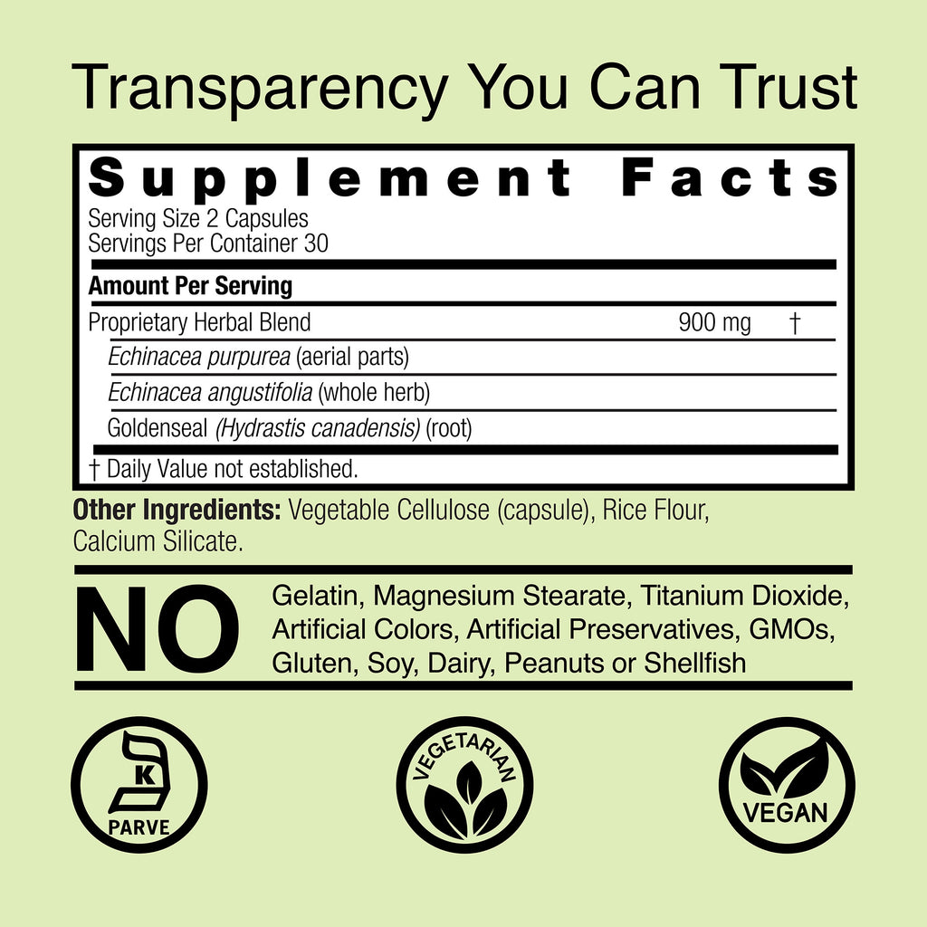 Echinacea and Goldenseal - Veggie Capsules