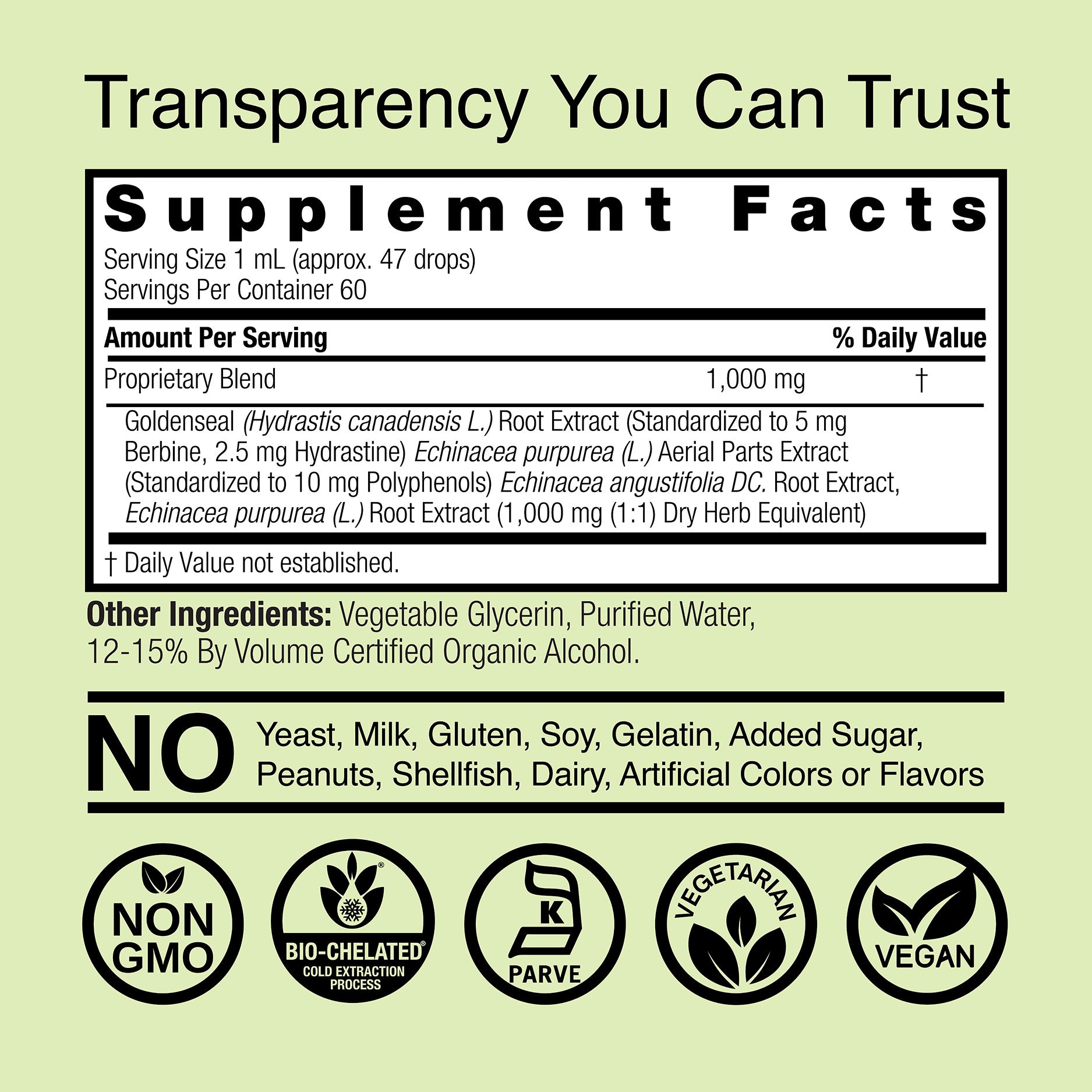 Echinacea & Goldenseal Extract - Low Alcohol Liquid