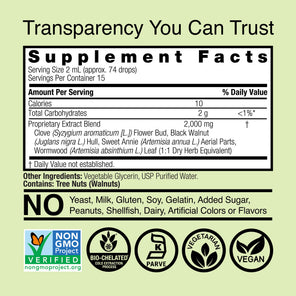 Black Walnut & Wormwood Extract - Alcohol Free Liquid