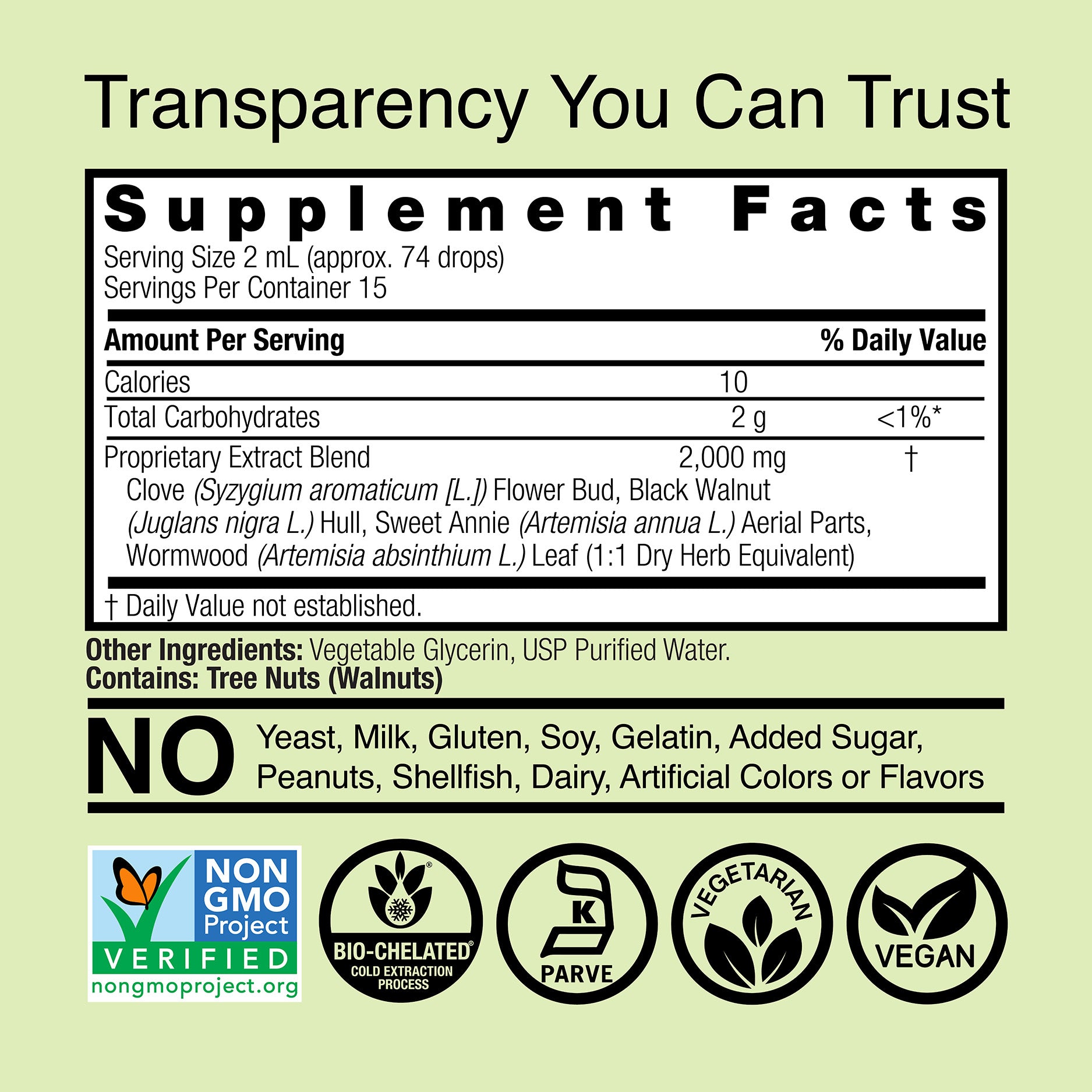 Black Walnut & Wormwood Extract - Alcohol Free Liquid