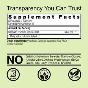 Damiana Leaves - Veggie Capsules