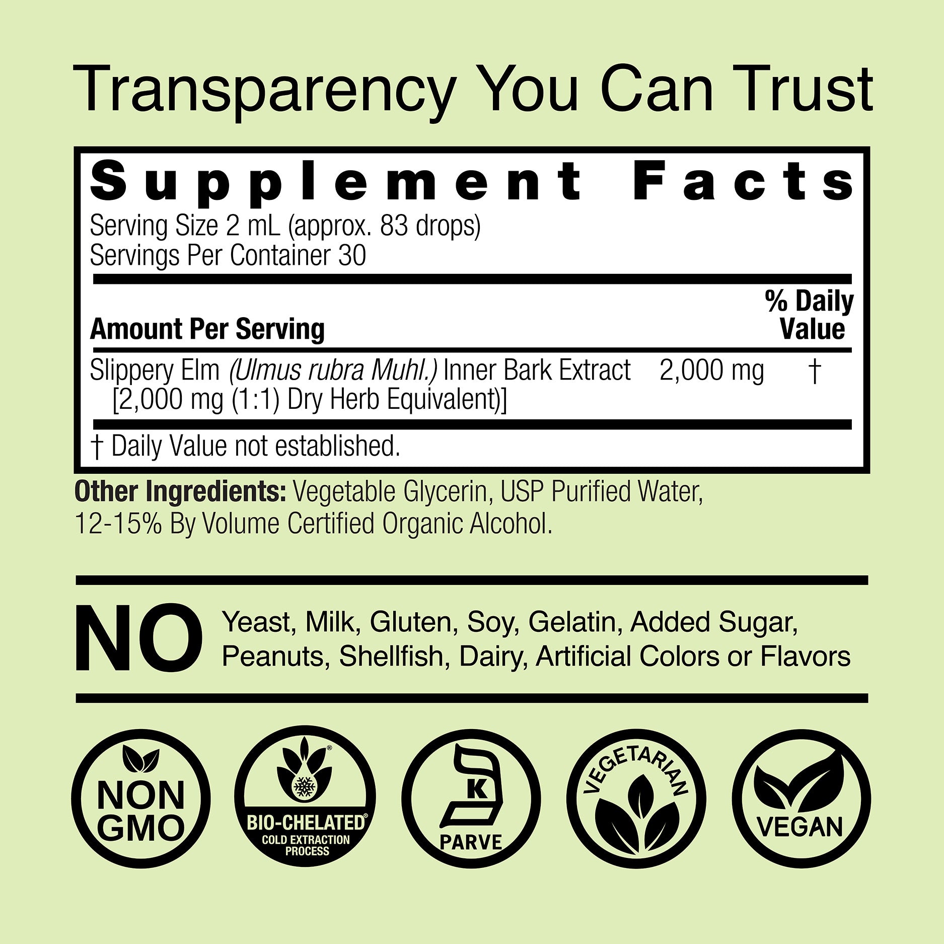 Slippery Elm Extract - Low Alcohol Liquid