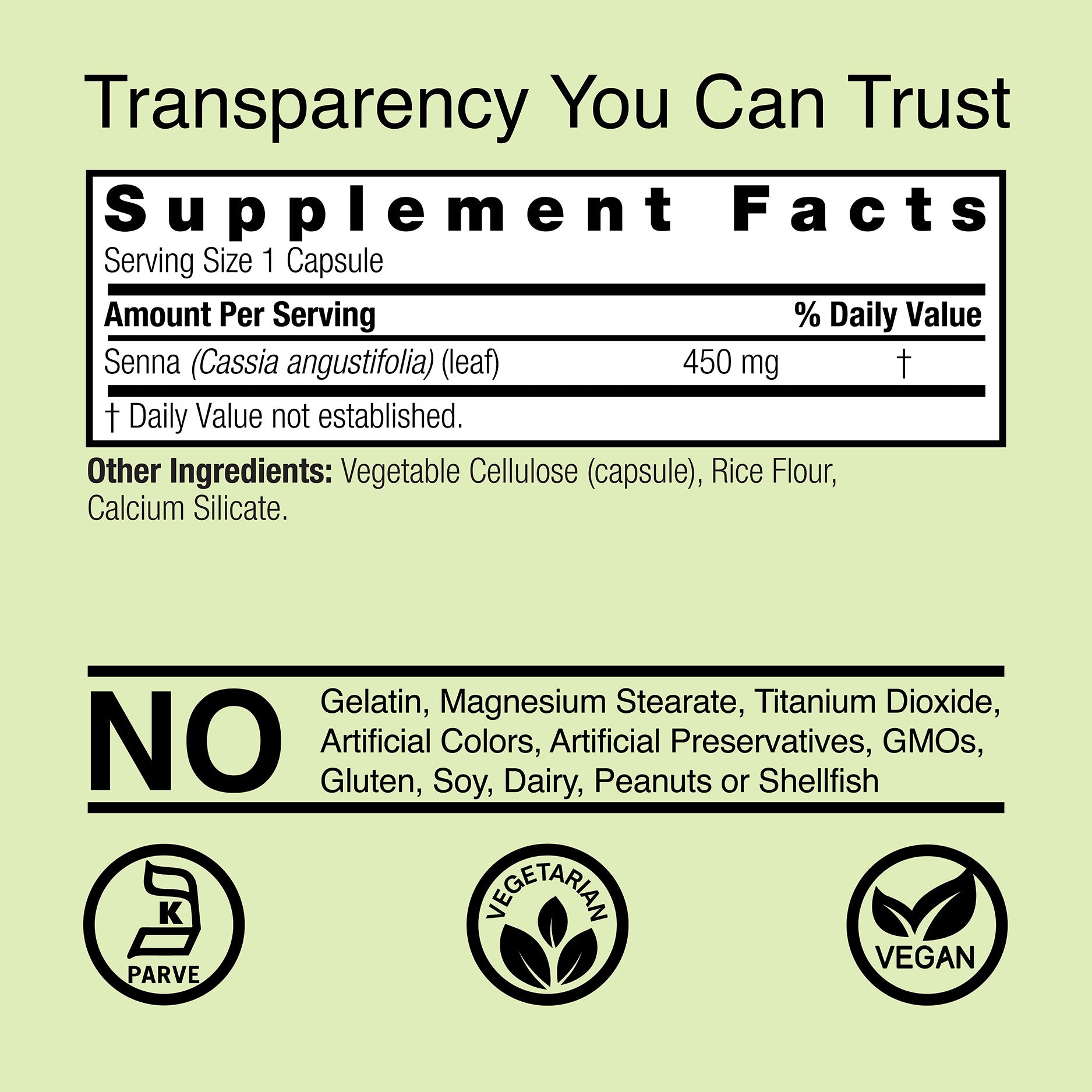 Senna Leaves - Veggie Capsules