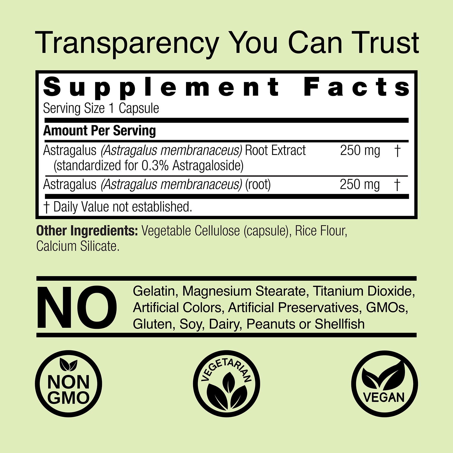 Astragalus Root - Veggie Capsules