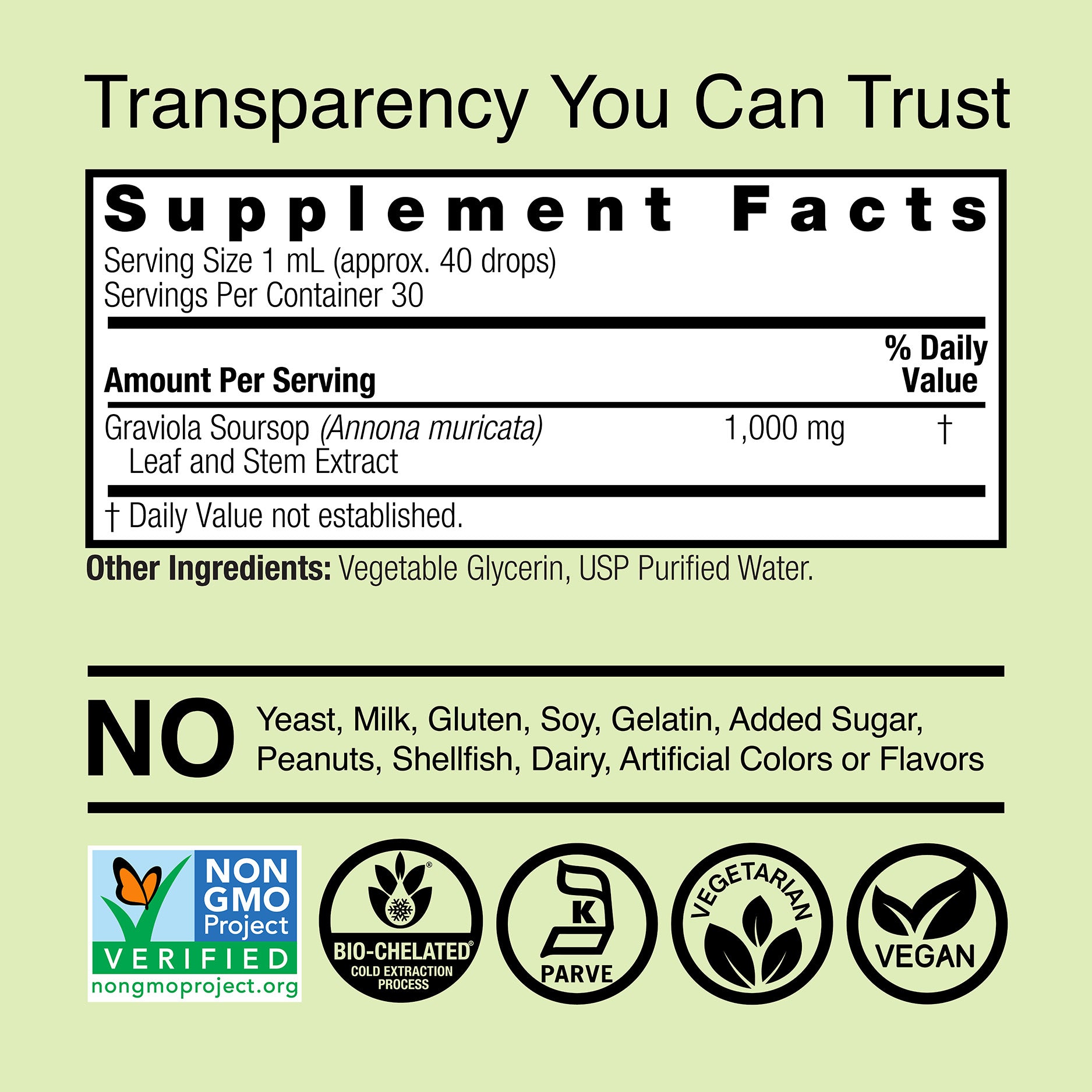 Graviola Soursop Extract - Alcohol Free Liquid