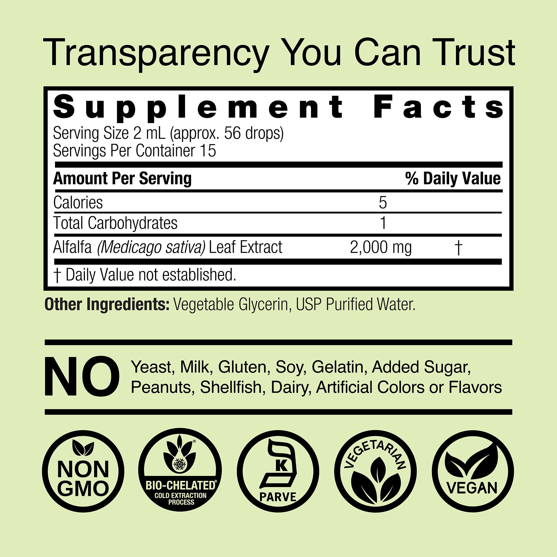 Alfalfa Extract - Alcohol Free Liquid