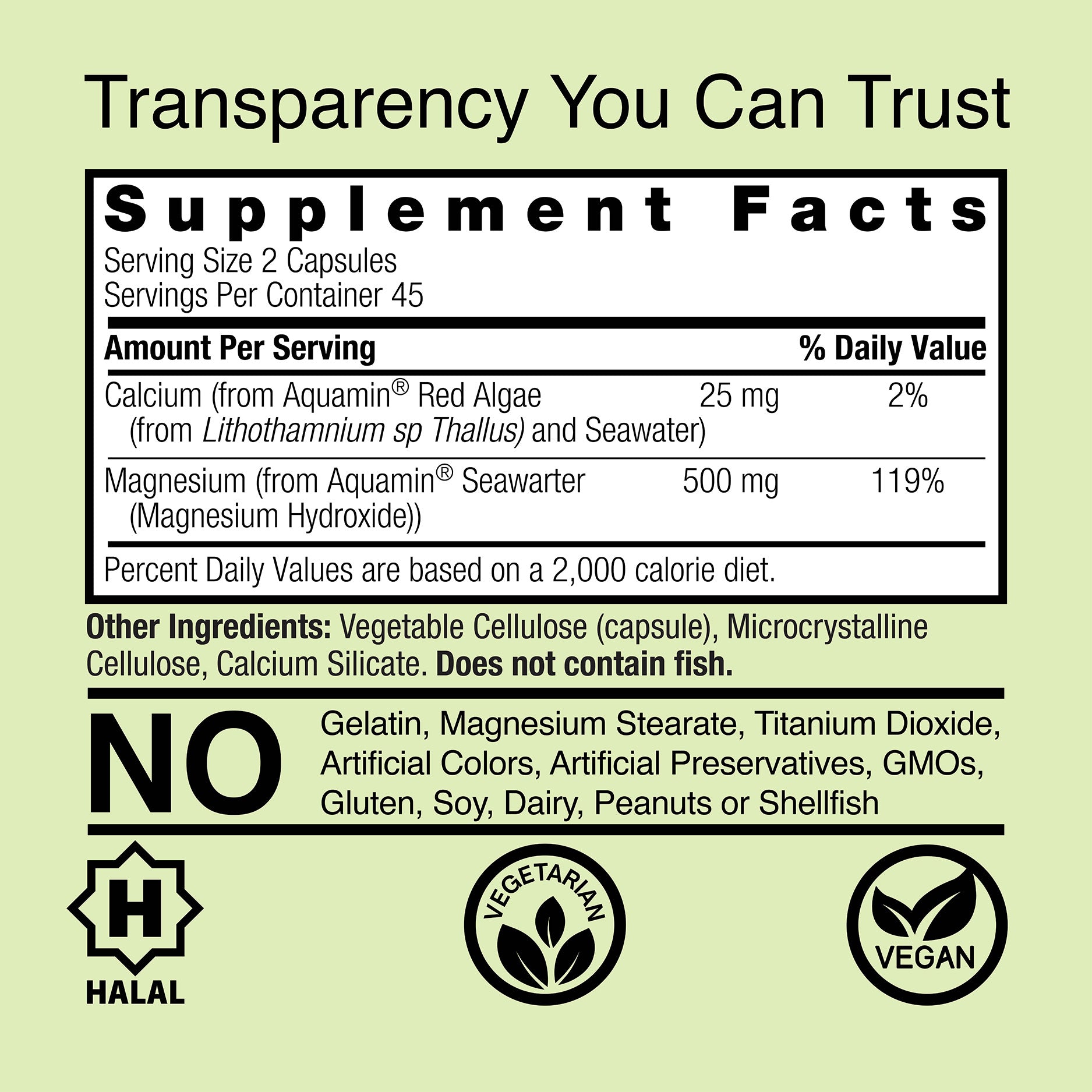 Marine Based Magnesium - Veggie Capsules