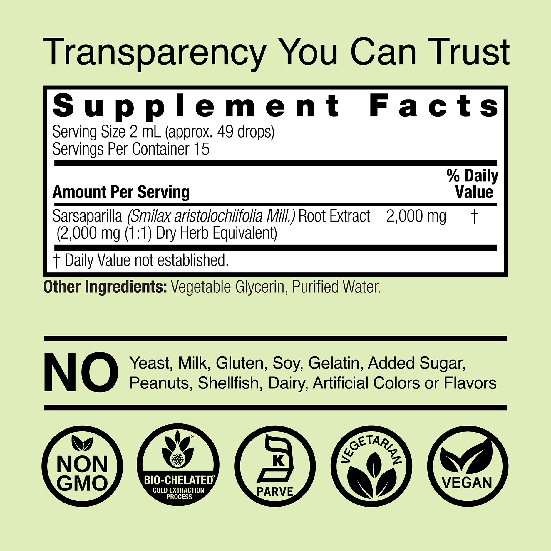 Sarsaparilla Extract - Alcohol Free Liquid