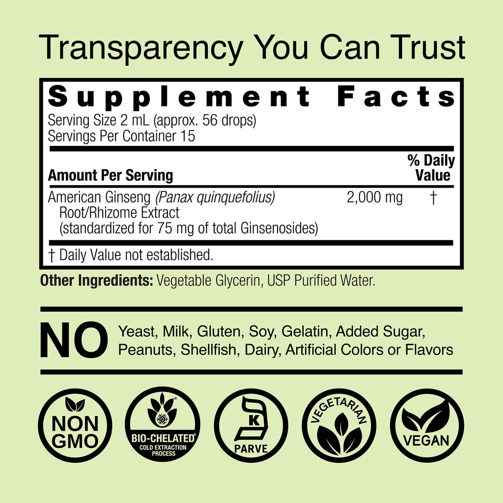 American Ginseng Extract - Alcohol Free Liquid