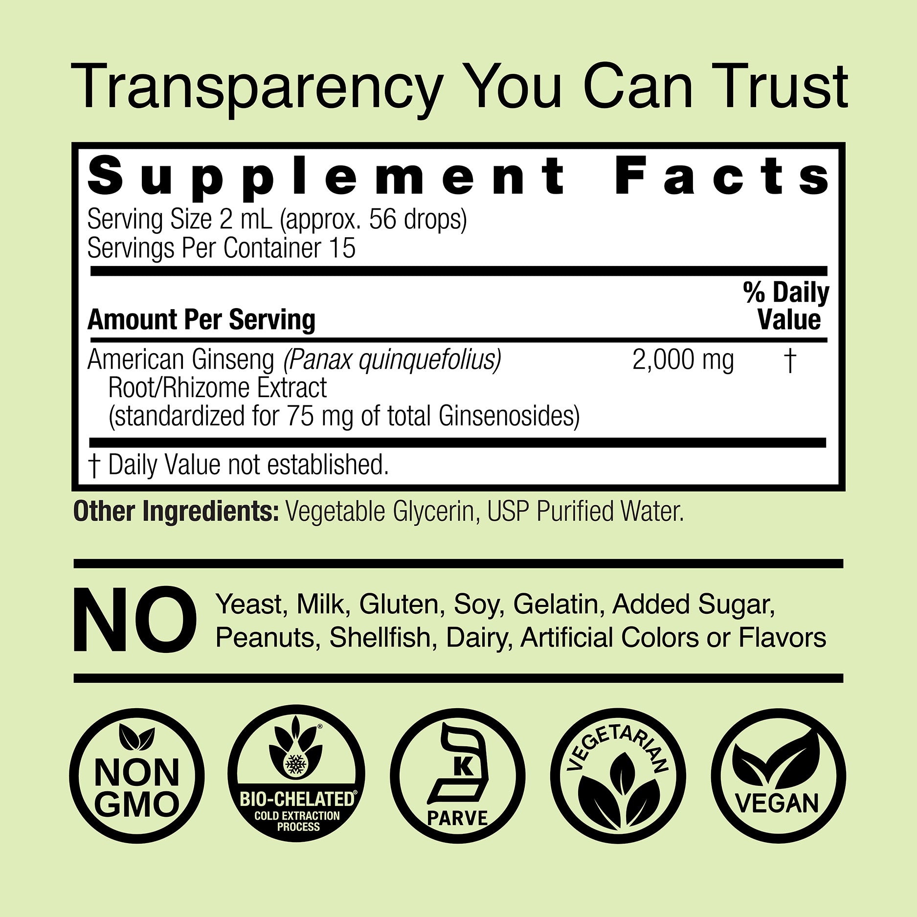 American Ginseng Extract - Alcohol Free Liquid