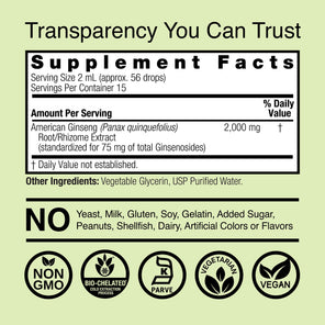 American Ginseng Extract - Alcohol Free Liquid