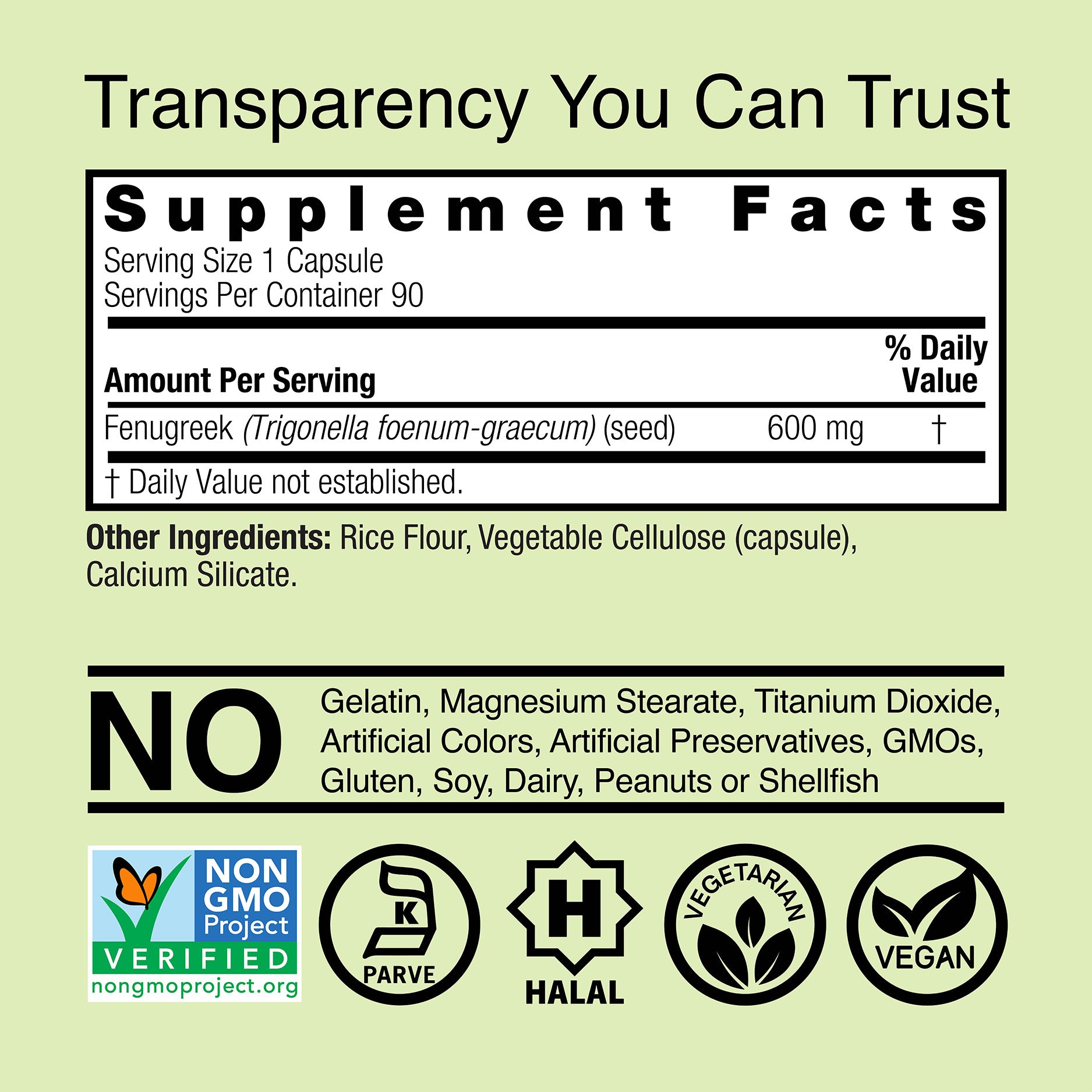 Fenugreek Seed - Veggie Capsules