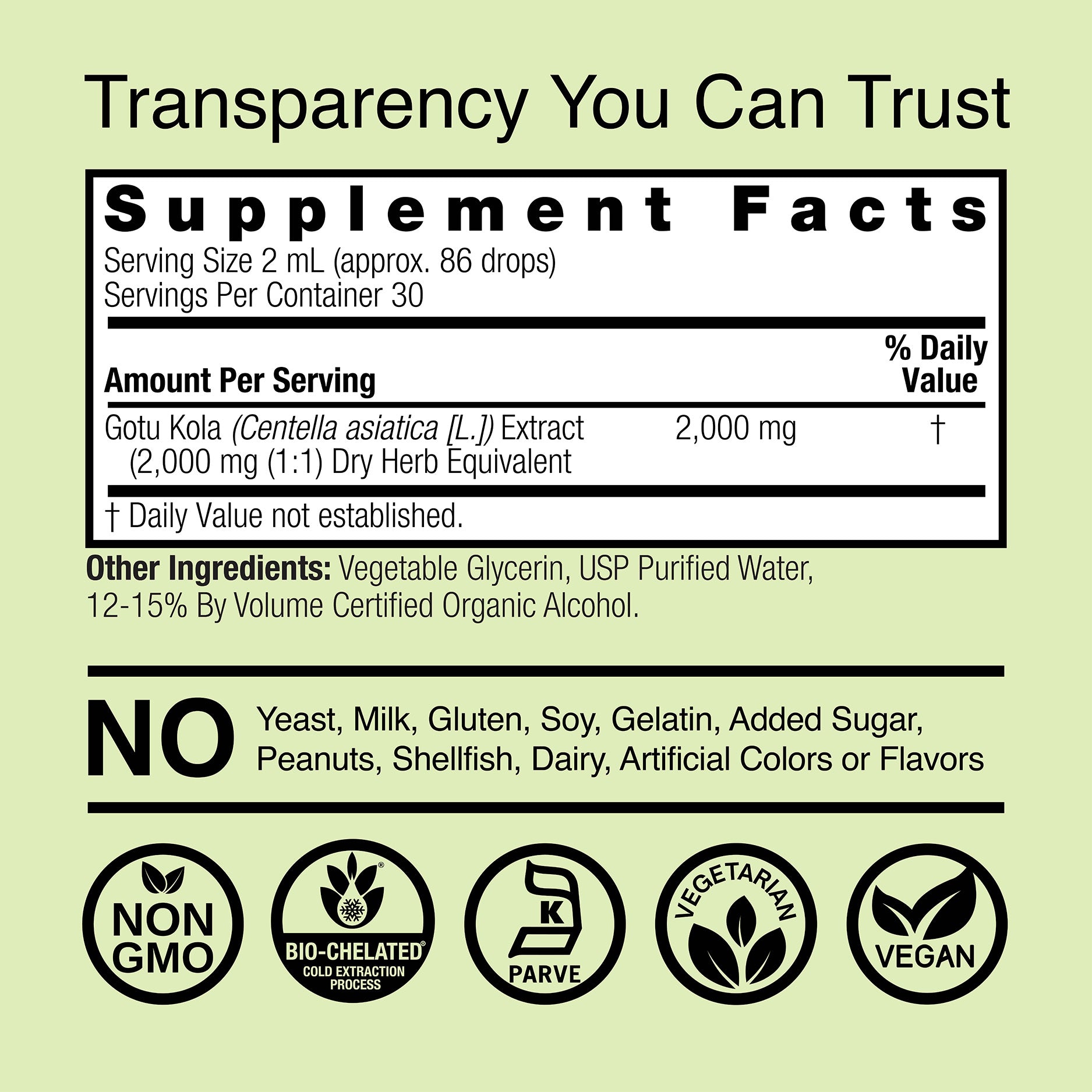 Gotu Kola Extract - Low Alcohol Liquid