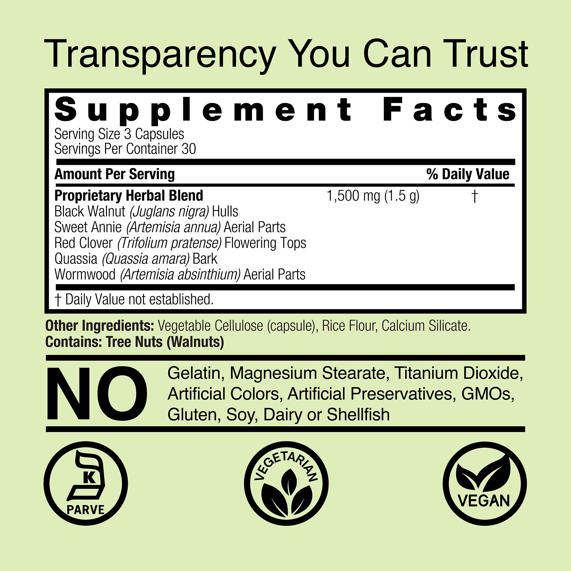 Black Walnut & Wormwood - Veggie Capsules