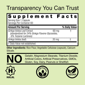 Ginkgo Leaf - Veggie Capsules