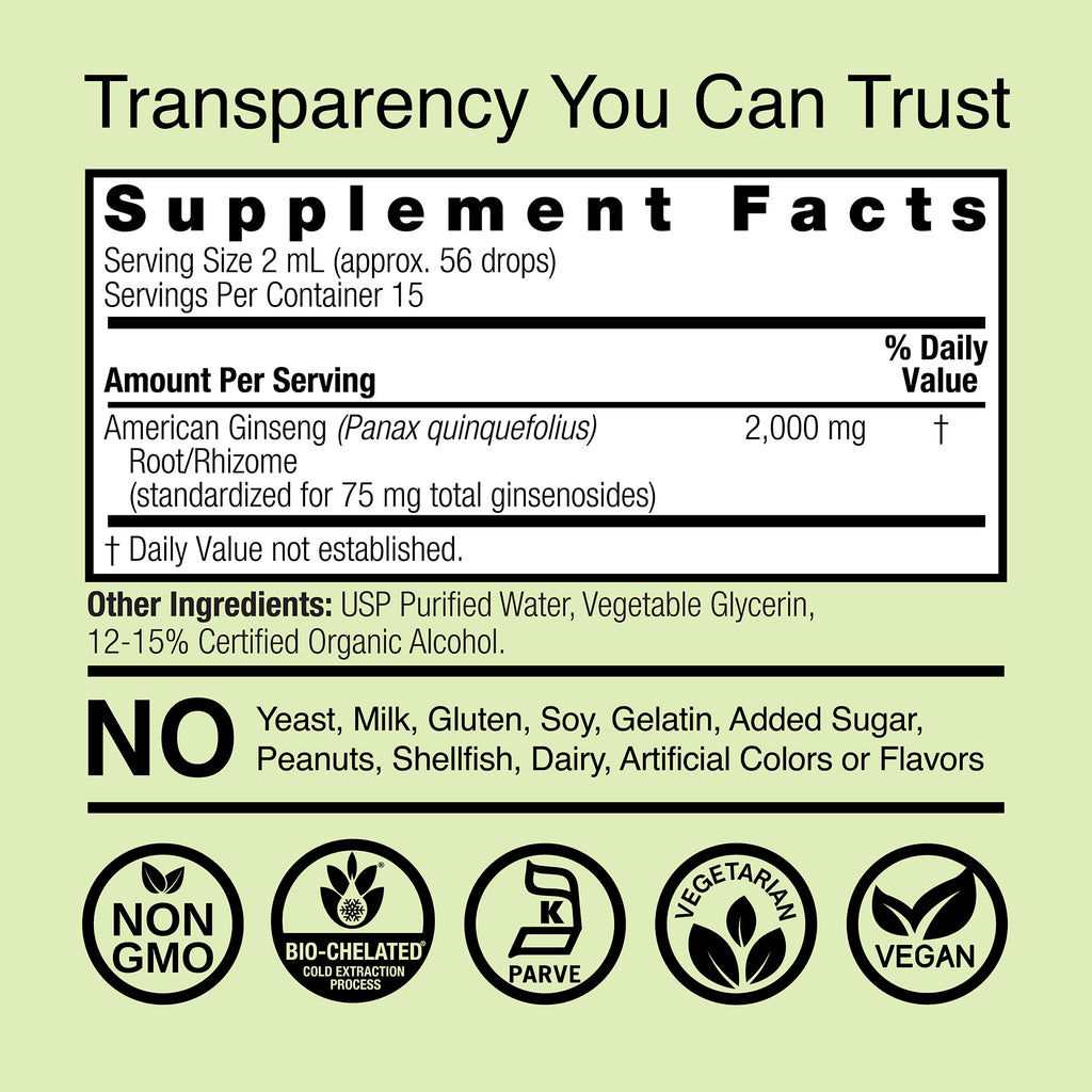 American Ginseng Extract - Low Alcohol Liquid