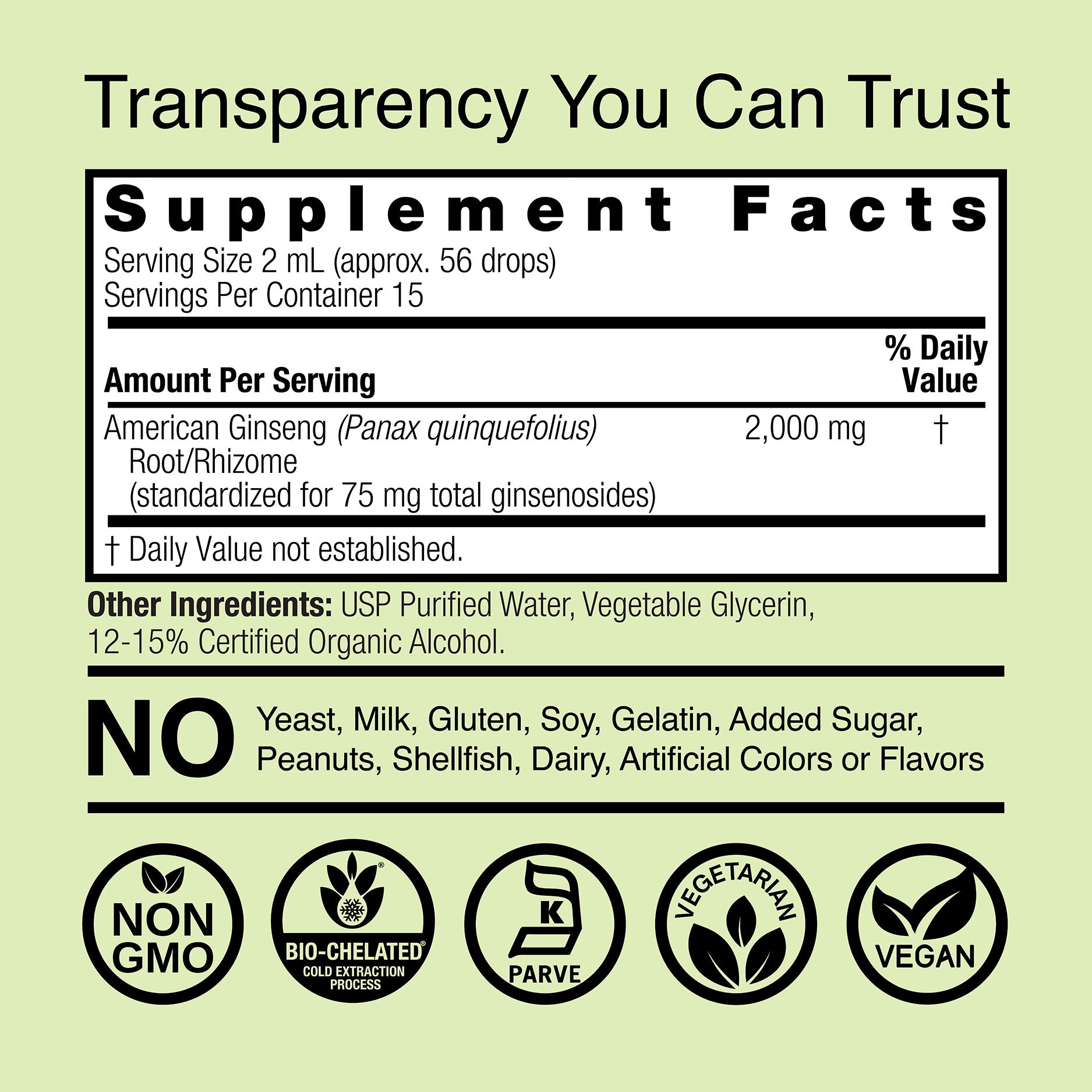 American Ginseng Extract - Low Alcohol Liquid