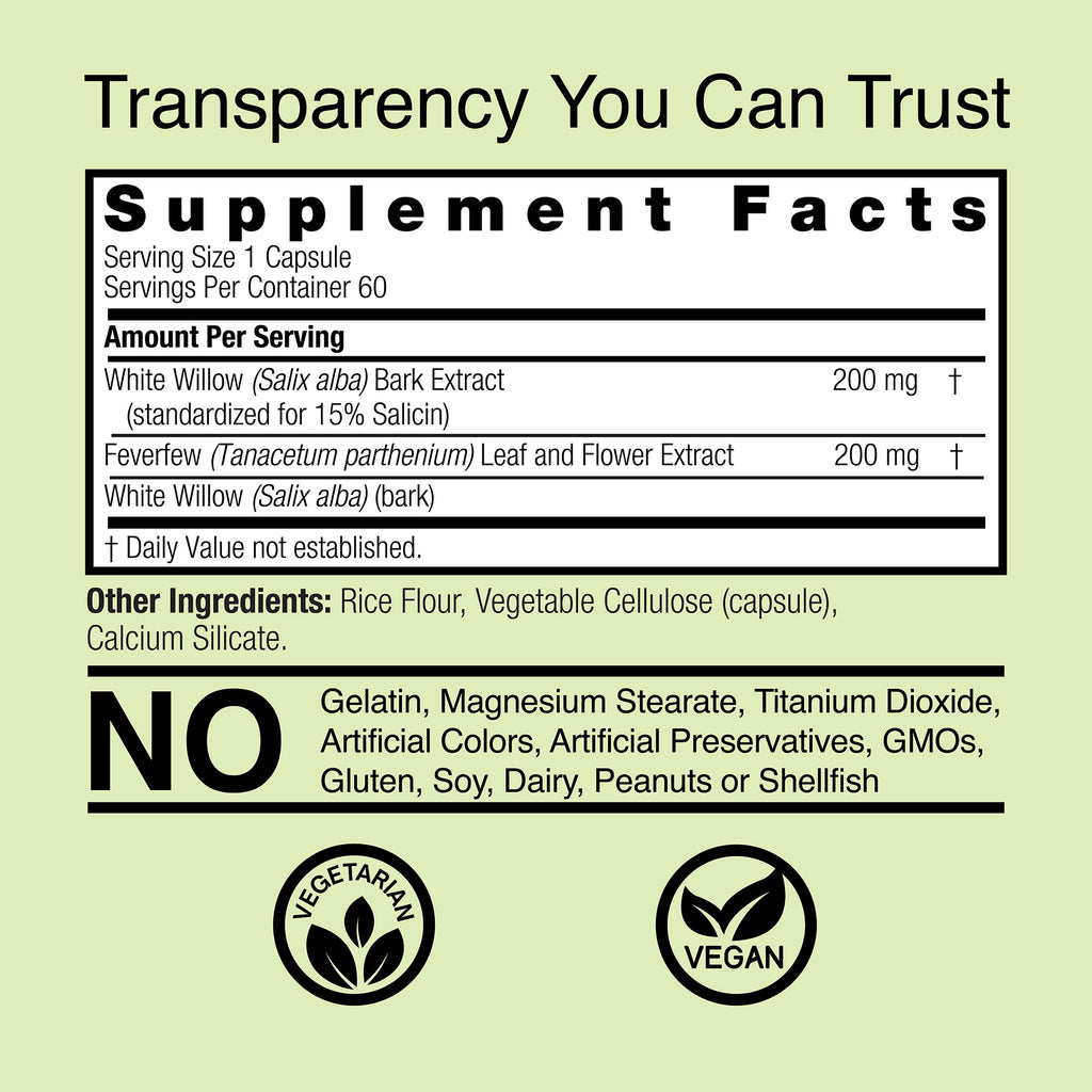 White Willow with Feverfew - Veggie Capsules