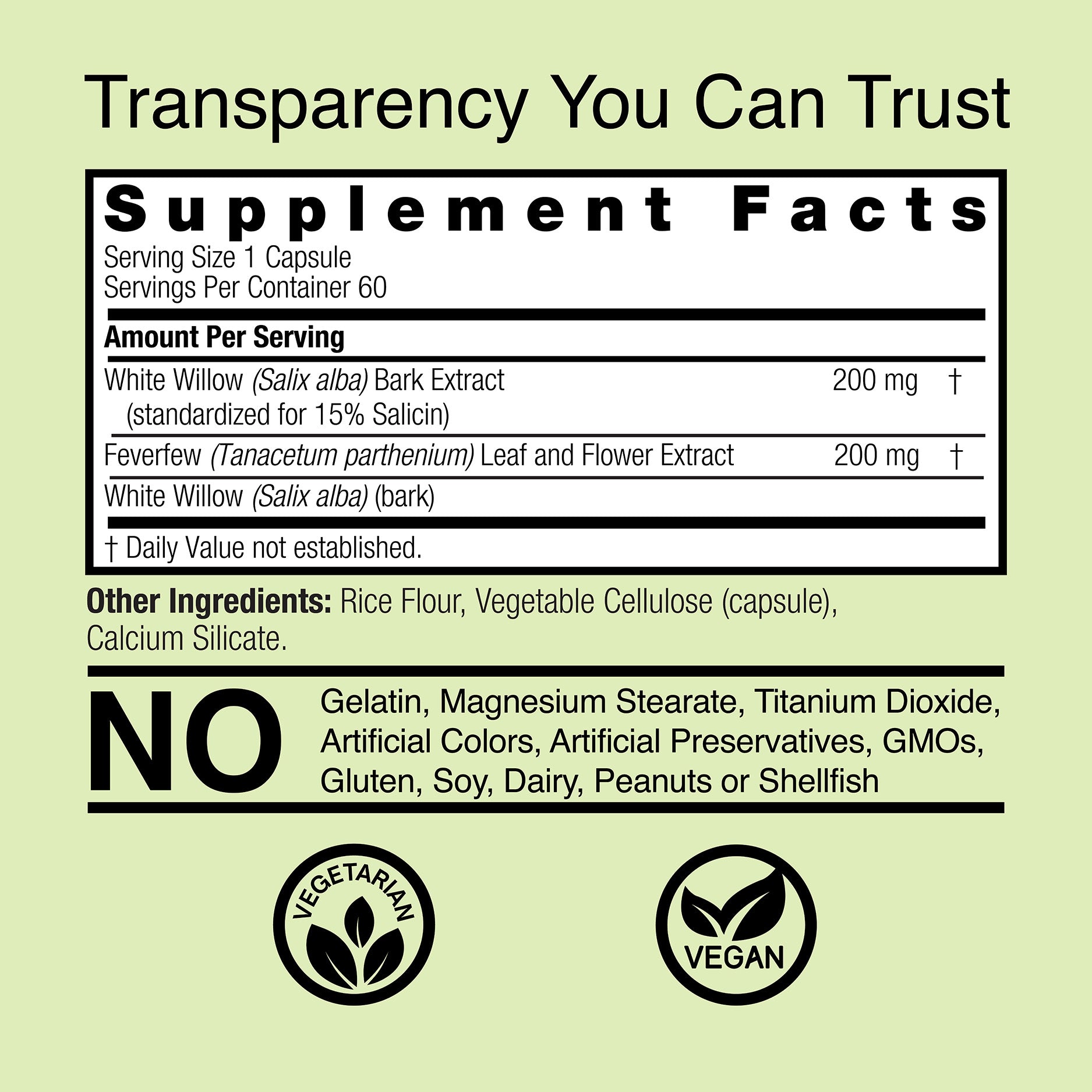 White Willow with Feverfew - Veggie Capsules