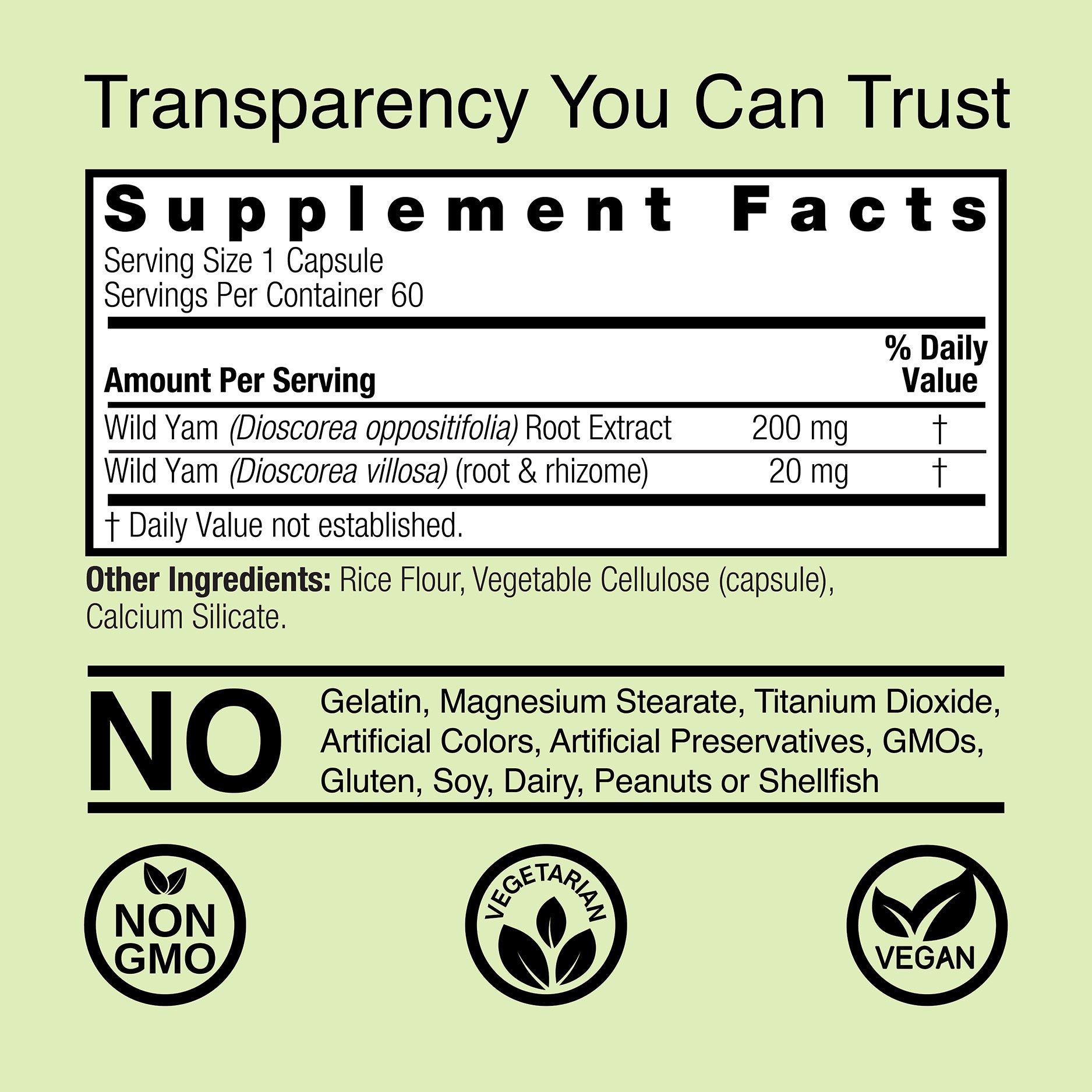Wild Yam - Veggie Capsules