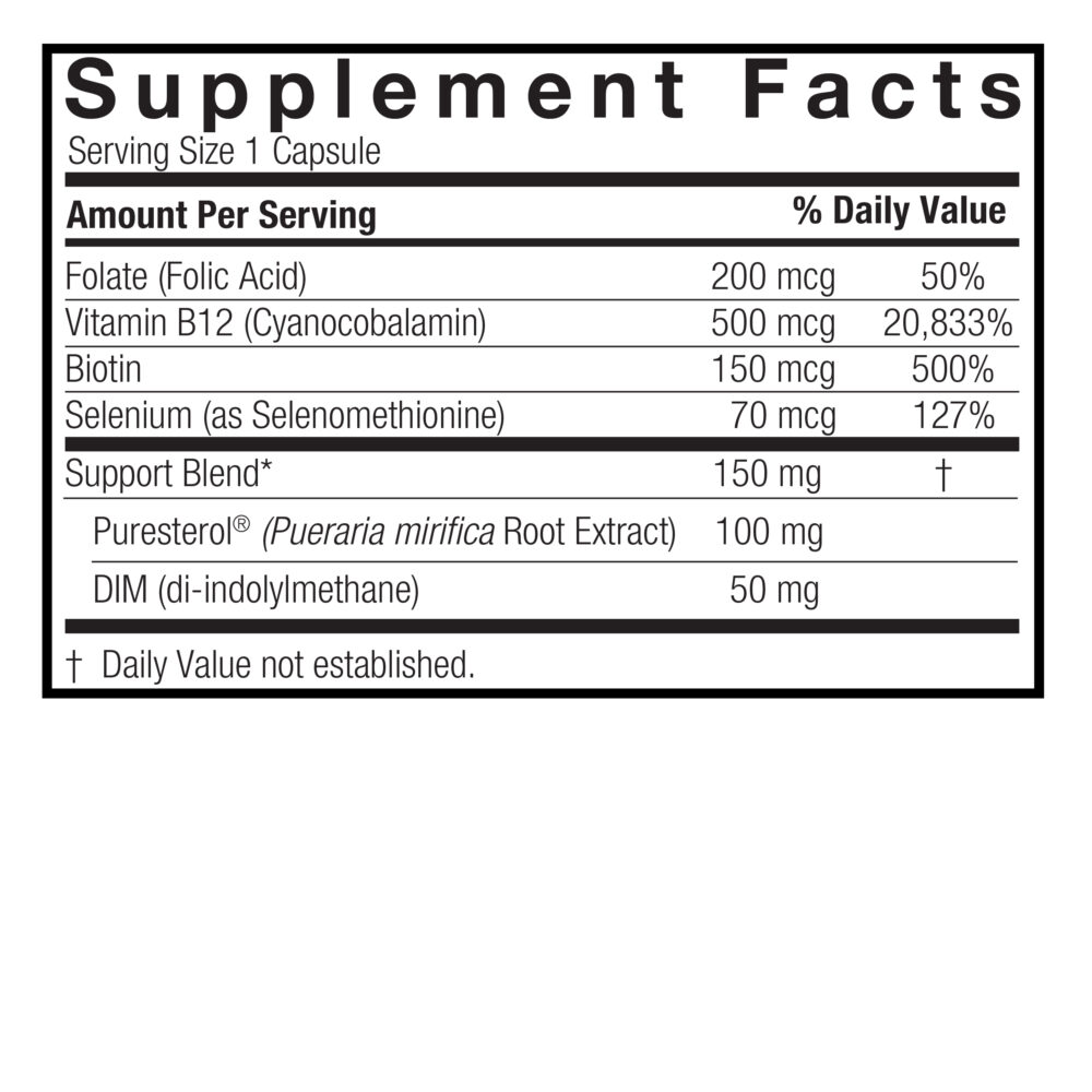 Pueraria Mirifica 60 v-caps Supplement Facts Box