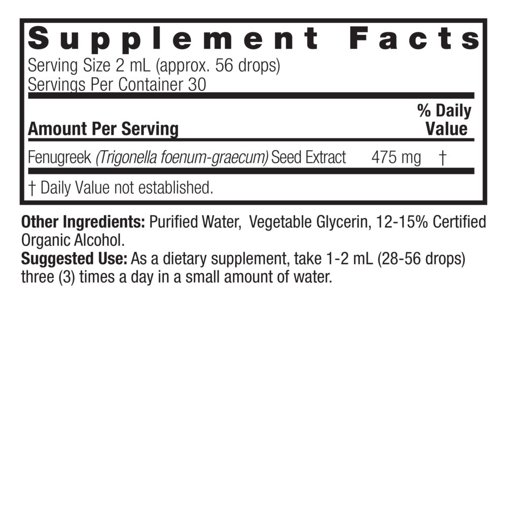 Fenugreek Seed 2oz Low Alcohol Supplements Facts Box