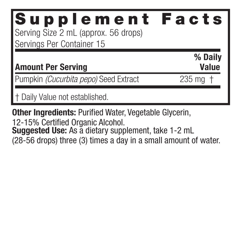 Pumpkin Seed 1oz Low Alcohol Supplements Facts box