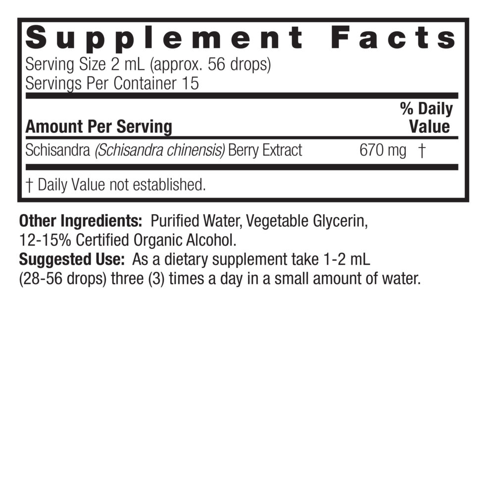 Schisandra Berry 1oz Supplement Facts Box