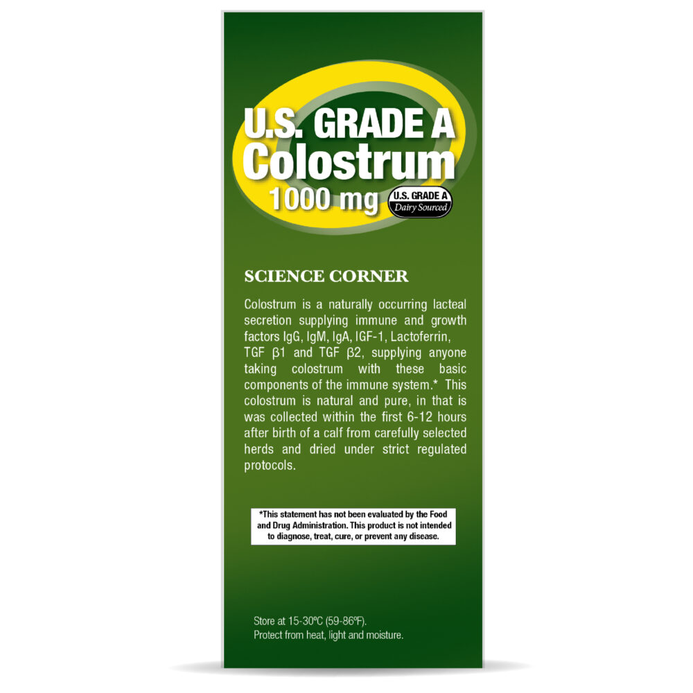 U.S. GRADE A Colostrum 120 Capsules Box